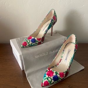 Manolo Blahnik Embroidered Pumps